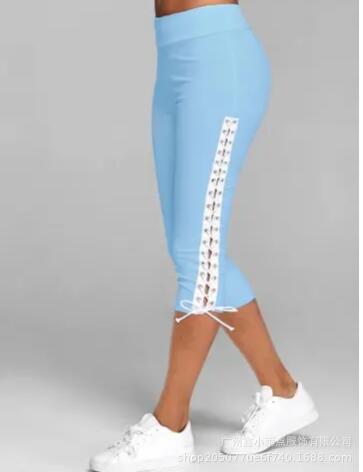 Women Pants Summer Streetwear Straight High Waist Pants pencil Women Bandage Lace up Bottom