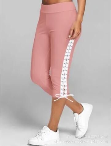 Women Pants Summer Streetwear Straight High Waist Pants pencil Women Bandage Lace up Bottom