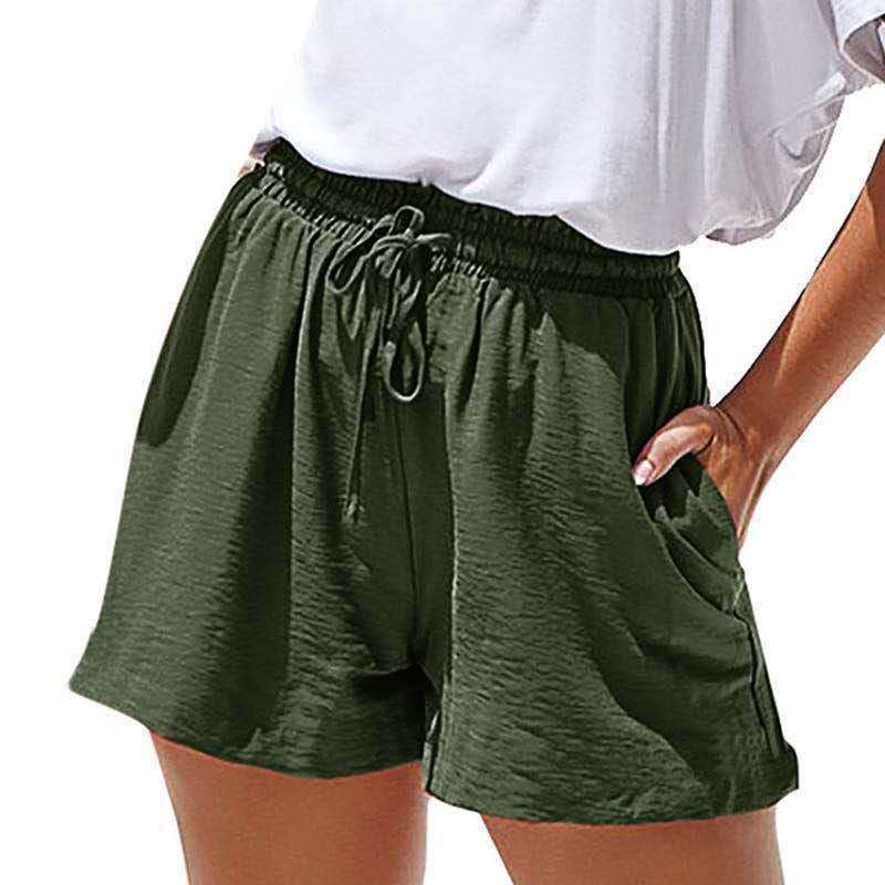 High Waist Shorts Women Summer Shorts Elastic Waist Lace Wide-Leg Short Female Ropa Mujer Women's Clothing Femme Trouser