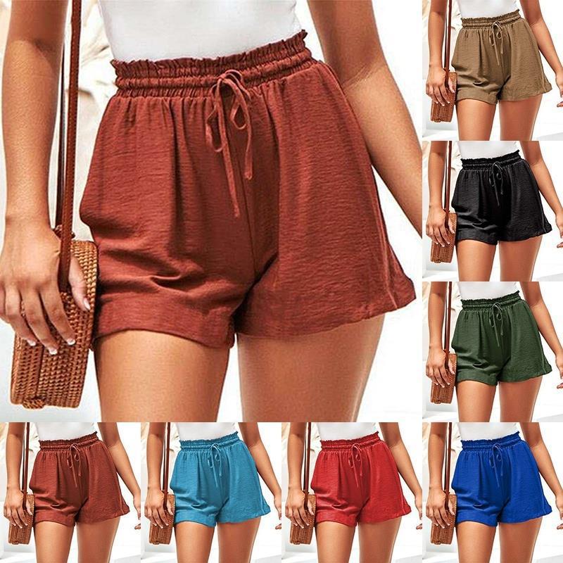 High Waist Shorts Women Summer Shorts Elastic Waist Lace Wide-Leg Short Female Ropa Mujer Women's Clothing Femme Trouser