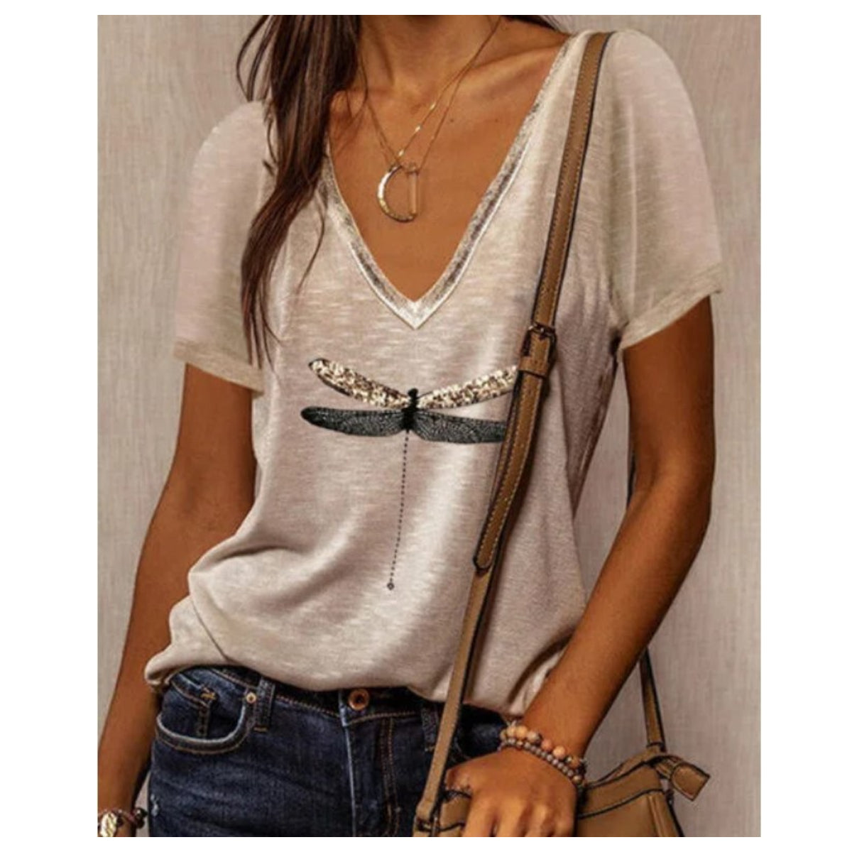 Sequined V Neck Short Sleeve Top Ladies Casual Loose T Shirt Female Beach Summer Women Top Tees