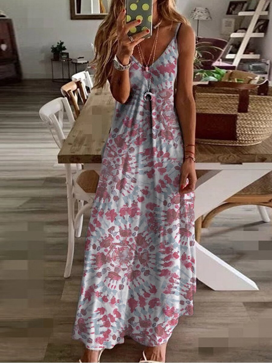 Holiday Printed/Dyed Striped Sexy Dresses Vintage Camisole Sundresses
