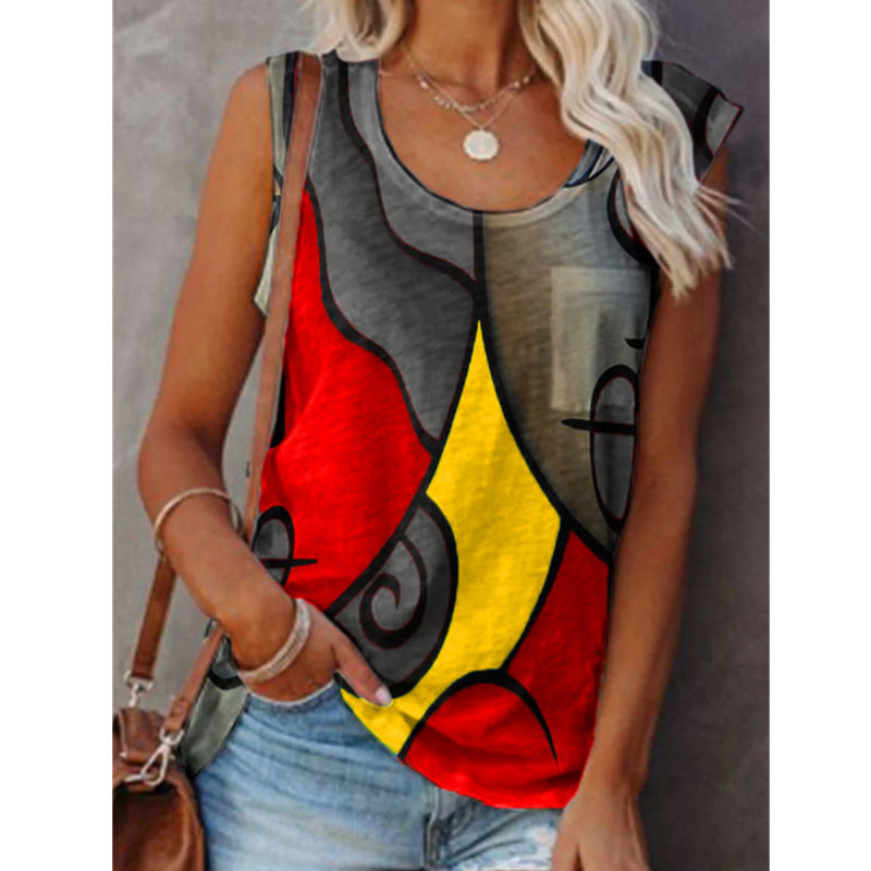 Fashion Women Casual Sleeveless O Neck Plus Size Vest Tops