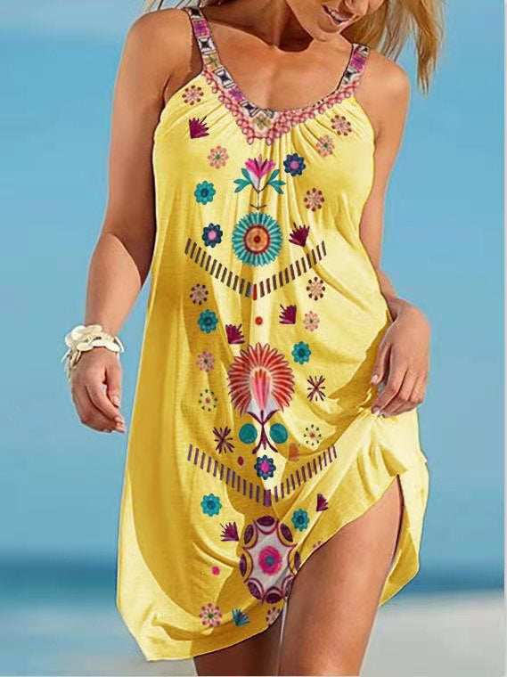 New Women Shape Floral Printed Summer Beach Dress